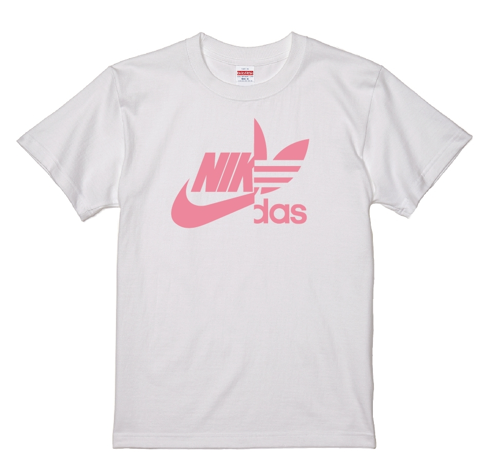 ナイダスTシャツ　2枚セット　Lサイズ　ホワイト×ライトピンク(フロント+ワンポイント)