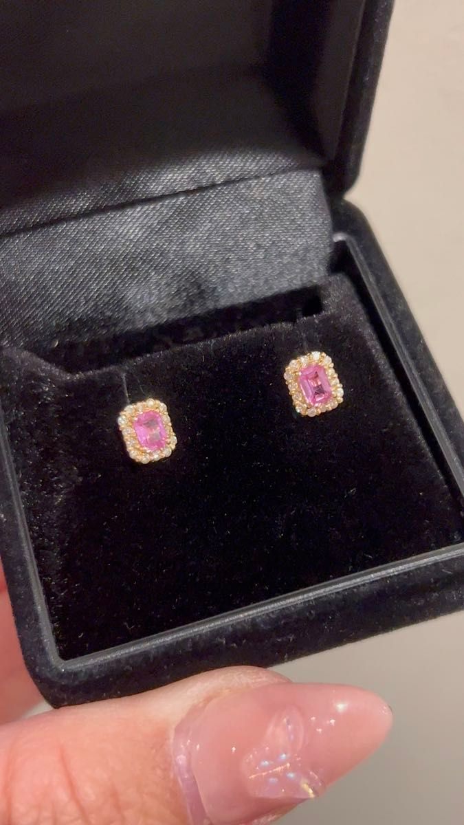 K18ピンクサファイヤ0.22ct...ダイヤ取り巻きピアス