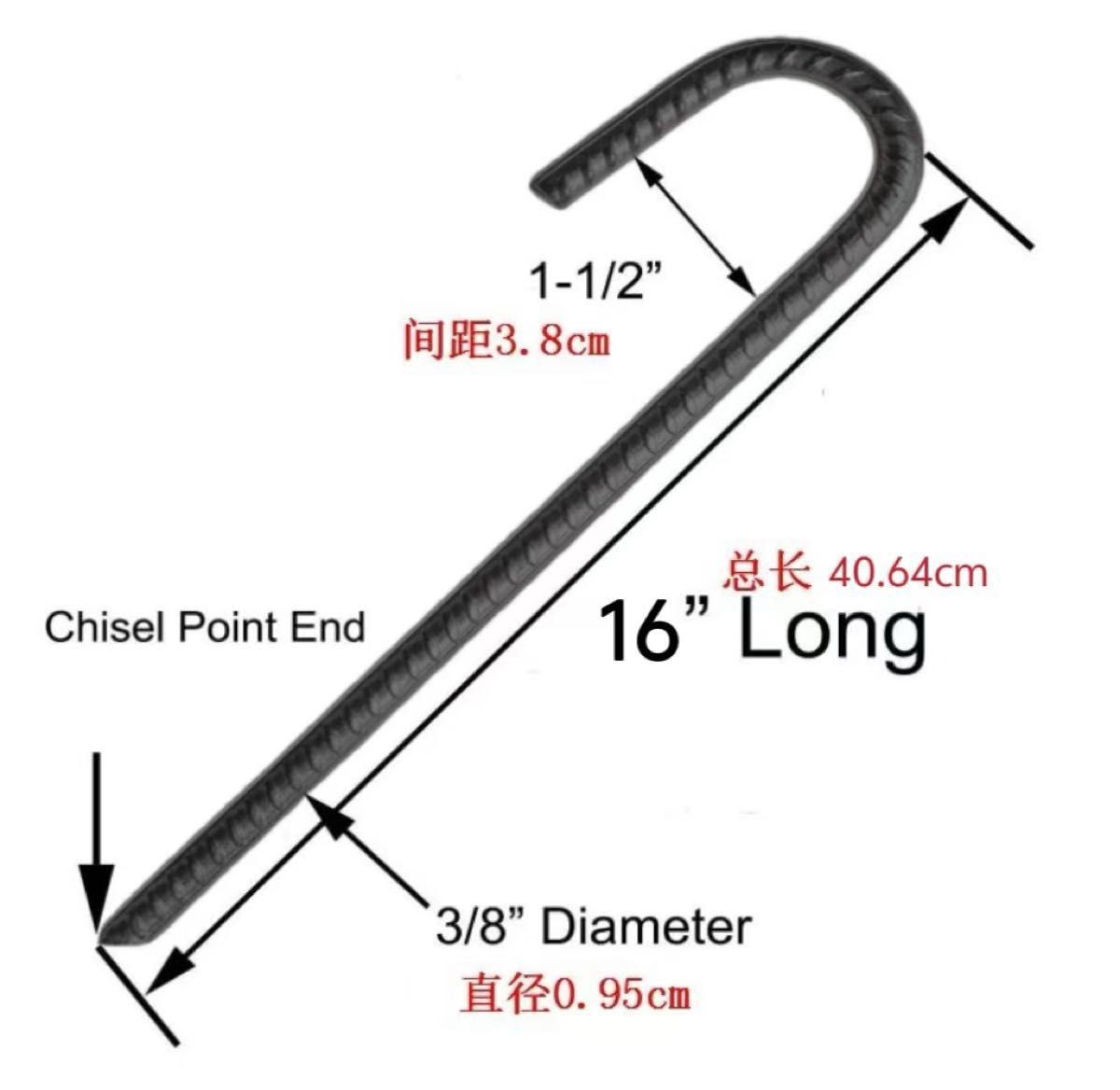 金具ペグ 鉄の杭 ロープ止め J型9 5mm×41cm 異形 黒色 32本 金具ペグ 鉄の杭 ロープ止め J型9 5mm×41cm 異形 黒色 32本
