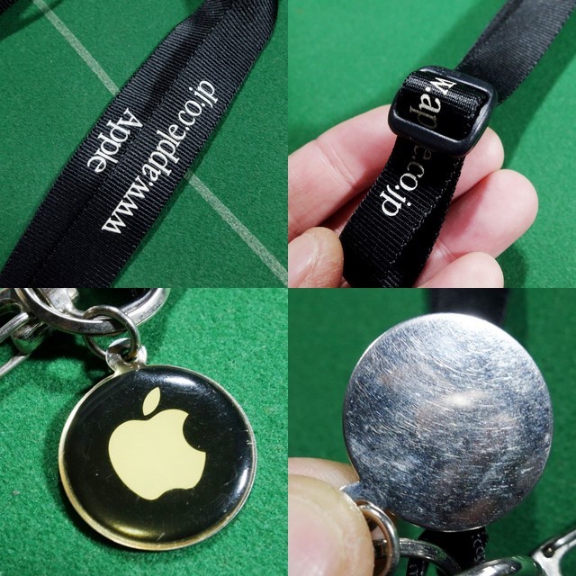 V not for sale Apple Apple Logo & URL print apple charm attaching neck strap black beautiful goods!!V