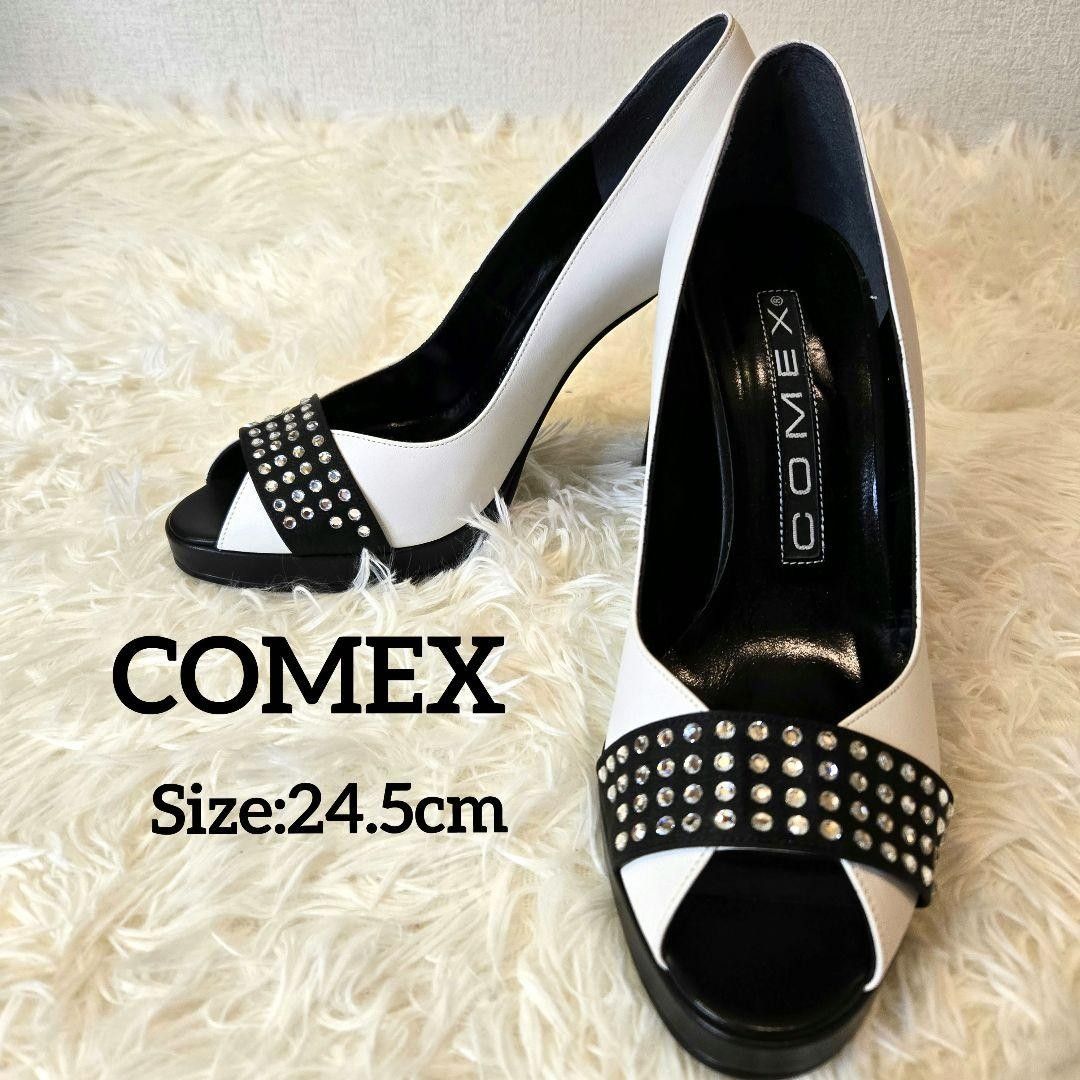 極美品 コメックス comex オープントゥ ヒール パンプス 24 5cm 極美品 コメックス comex オープントゥ ヒール パンプス 24 5cm