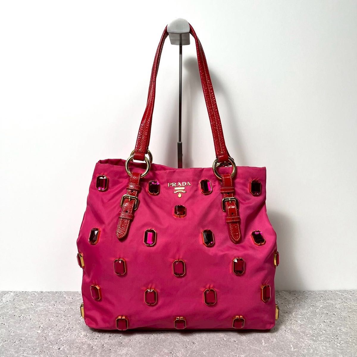 極美品/希少》PRADA プラダ ビジュー トートバッグ ハンドバッグ 極美品/希少》PRADA プラダ ビジュー トートバッグ ハンドバッグ