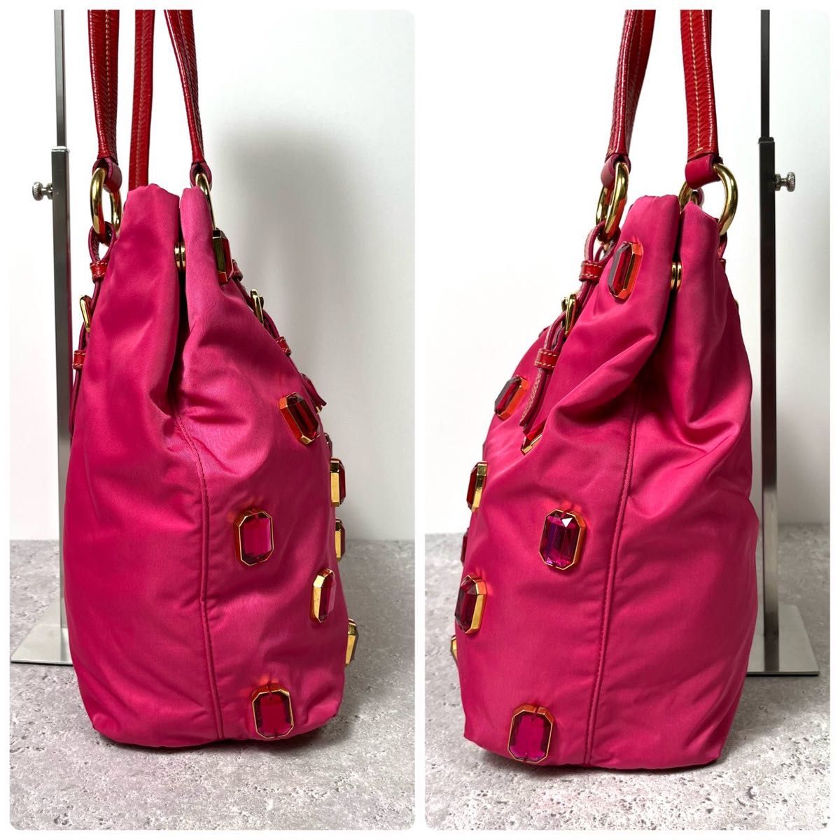 極美品/希少》PRADA プラダ ビジュー トートバッグ ハンドバッグ 極美品/希少》PRADA プラダ ビジュー トートバッグ ハンドバッグ