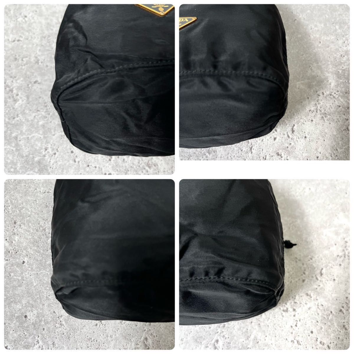 美品》PRADA プラダ 巾着 ポーチ 三角ロゴプレート ハンドバッグ 美品》PRADA プラダ 巾着 ポーチ 三角ロゴプレート ハンドバッグ