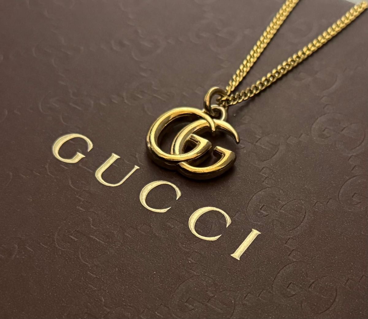 極美品 GUCCI GGマーモント ネックレス ダブルG 【確実正規品 極美品 GUCCI GGマーモント ネックレス ダブルG 【確実正規品