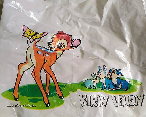  used Bambi pattern shop bag seems . sack giraffe lemon small deer. Bambi ....... Showa Retro KIRIN LEMON Novelty Disney collaboration 