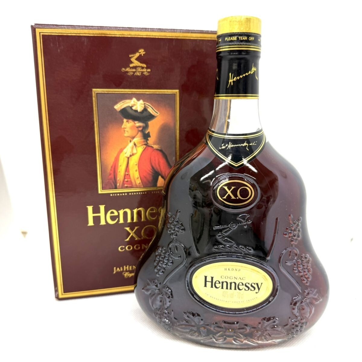 W853-H25-1423 Hennessy ヘネシー XO クリアボトル 金キャップ W853-H25-1423 Hennessy ヘネシー XO クリアボトル 金キャップ