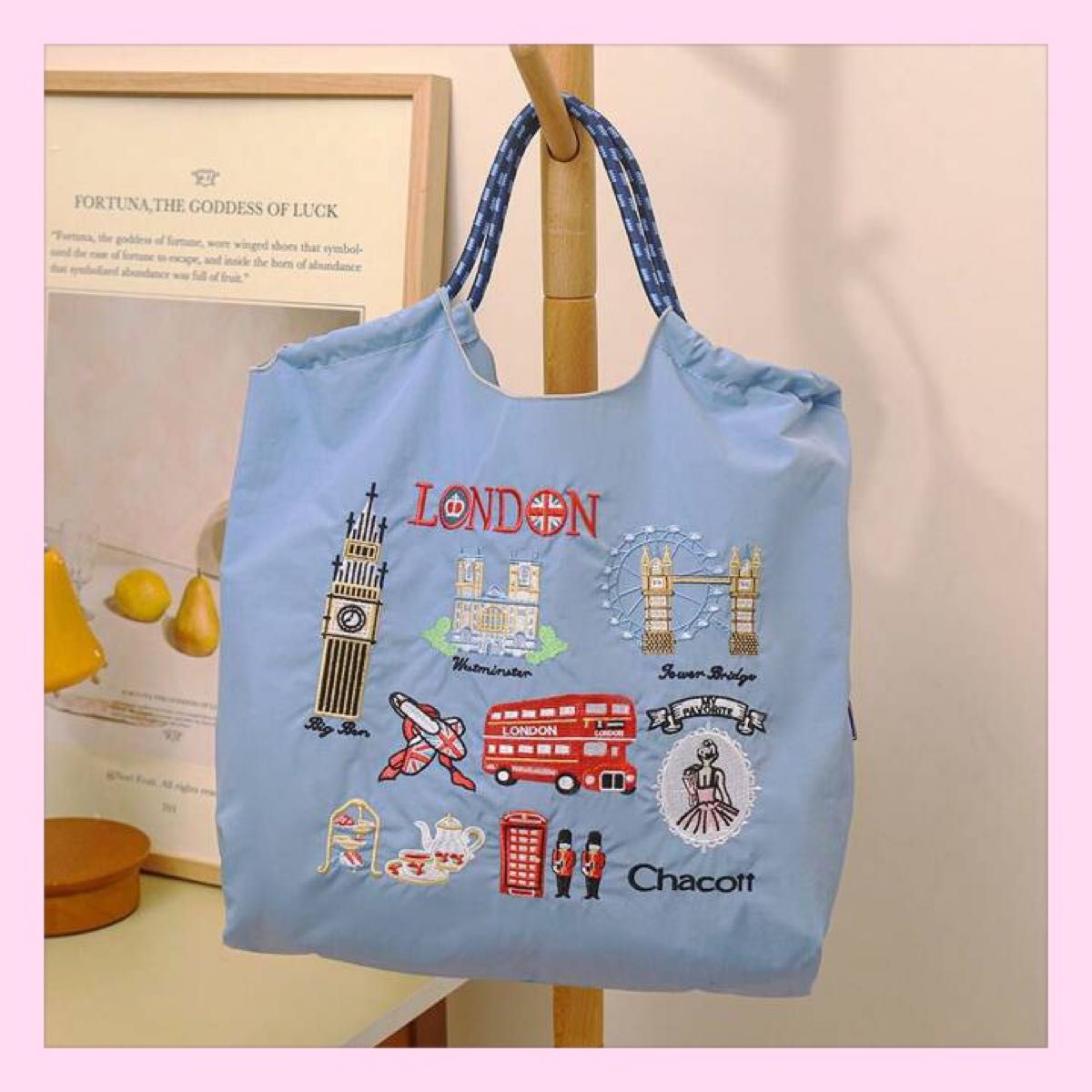 ボールアンドチェーン 刺繍 エコバッグ ロンドン チャコット ボールアンドチェーン 刺繍 エコバッグ ロンドン チャコット