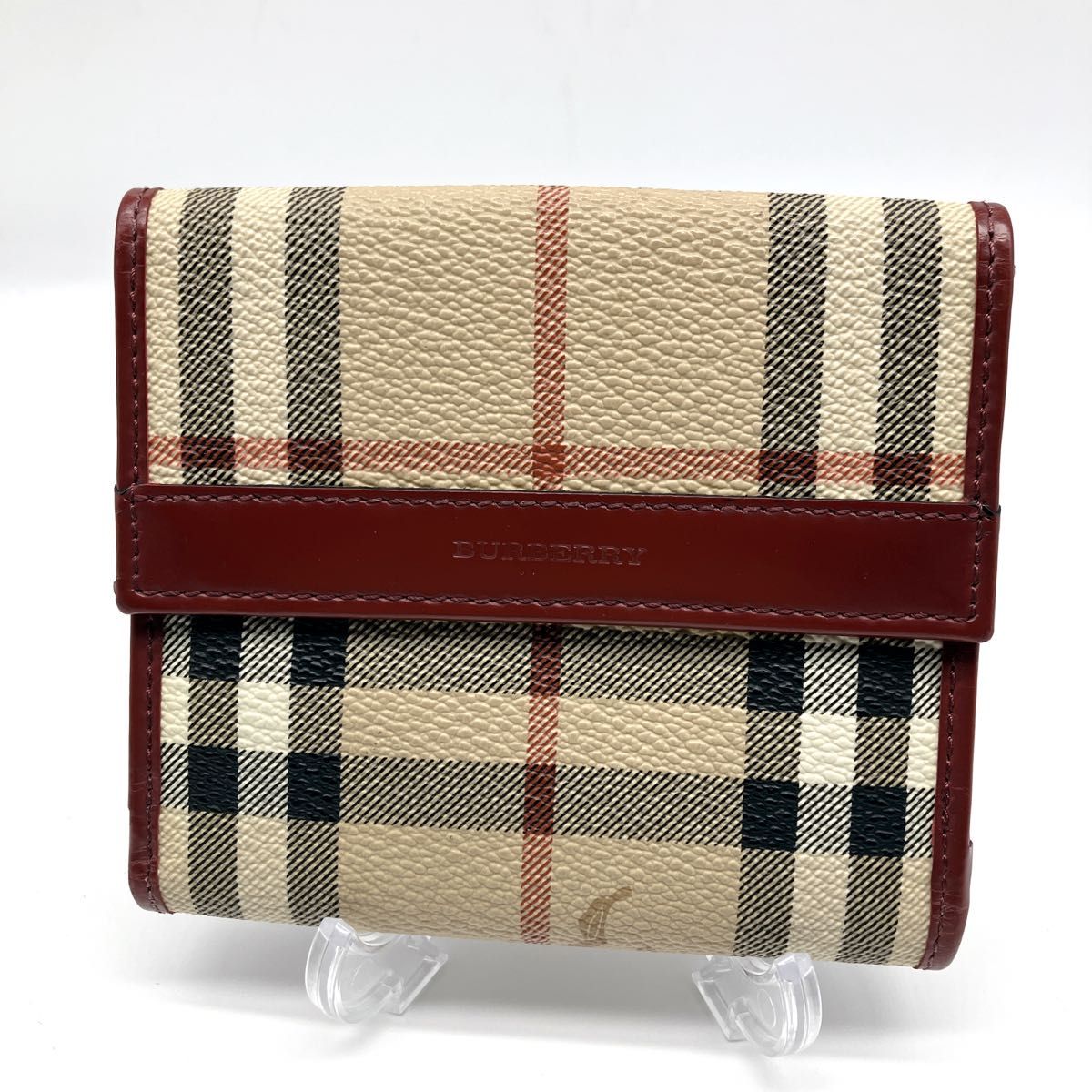 BURBERRY バーバリー ノバチェック PVC×レザー 二つ折り 財布 BURBERRY バーバリー ノバチェック PVC×レザー 二つ折り 財布
