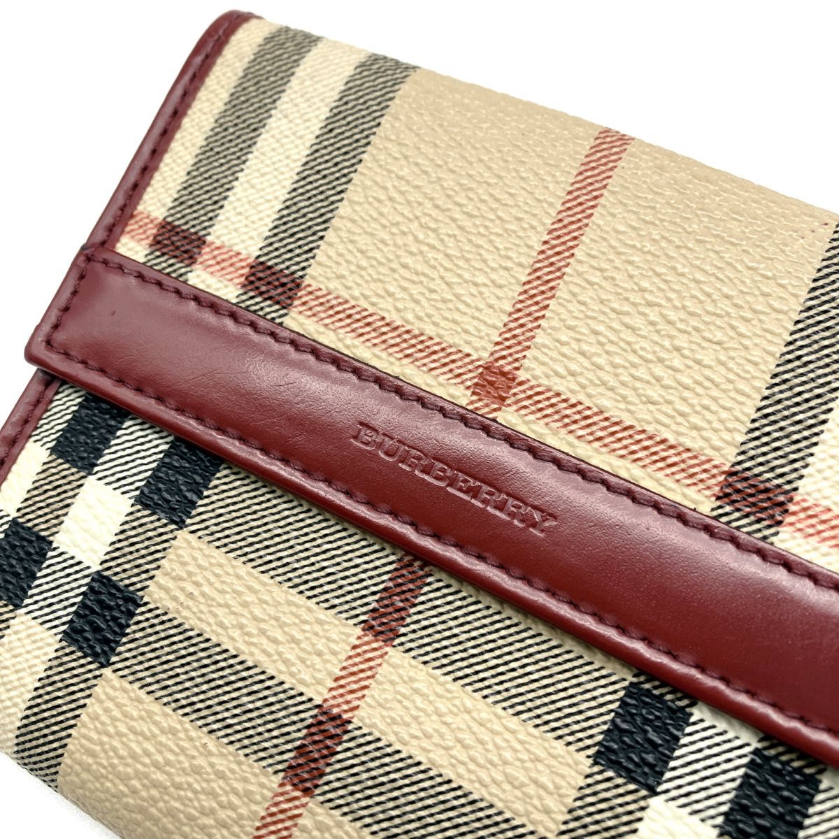BURBERRY バーバリー ノバチェック PVC×レザー 二つ折り 財布 BURBERRY バーバリー ノバチェック PVC×レザー 二つ折り 財布