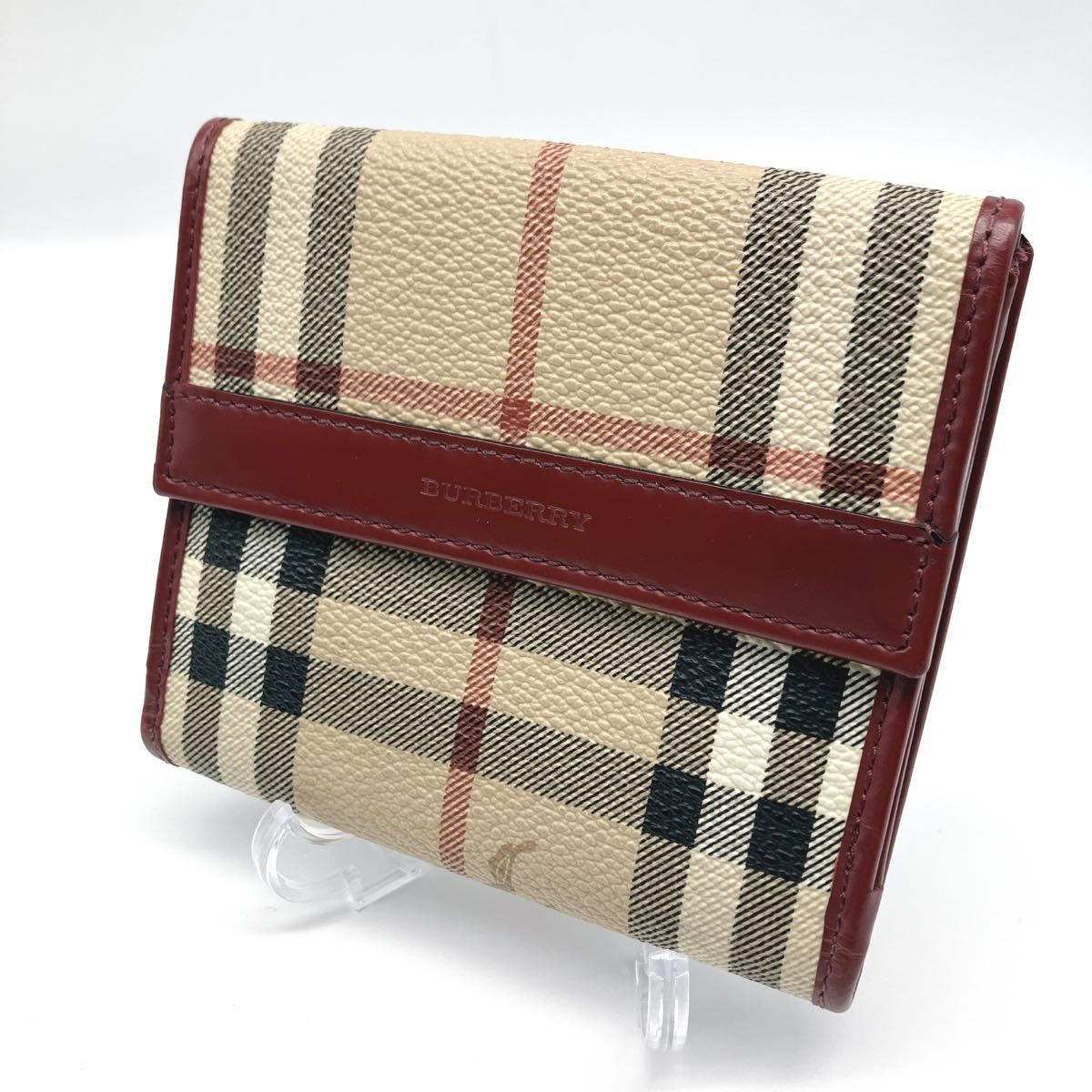 BURBERRY バーバリー ノバチェック PVC×レザー 二つ折り 財布 BURBERRY バーバリー ノバチェック PVC×レザー 二つ折り 財布
