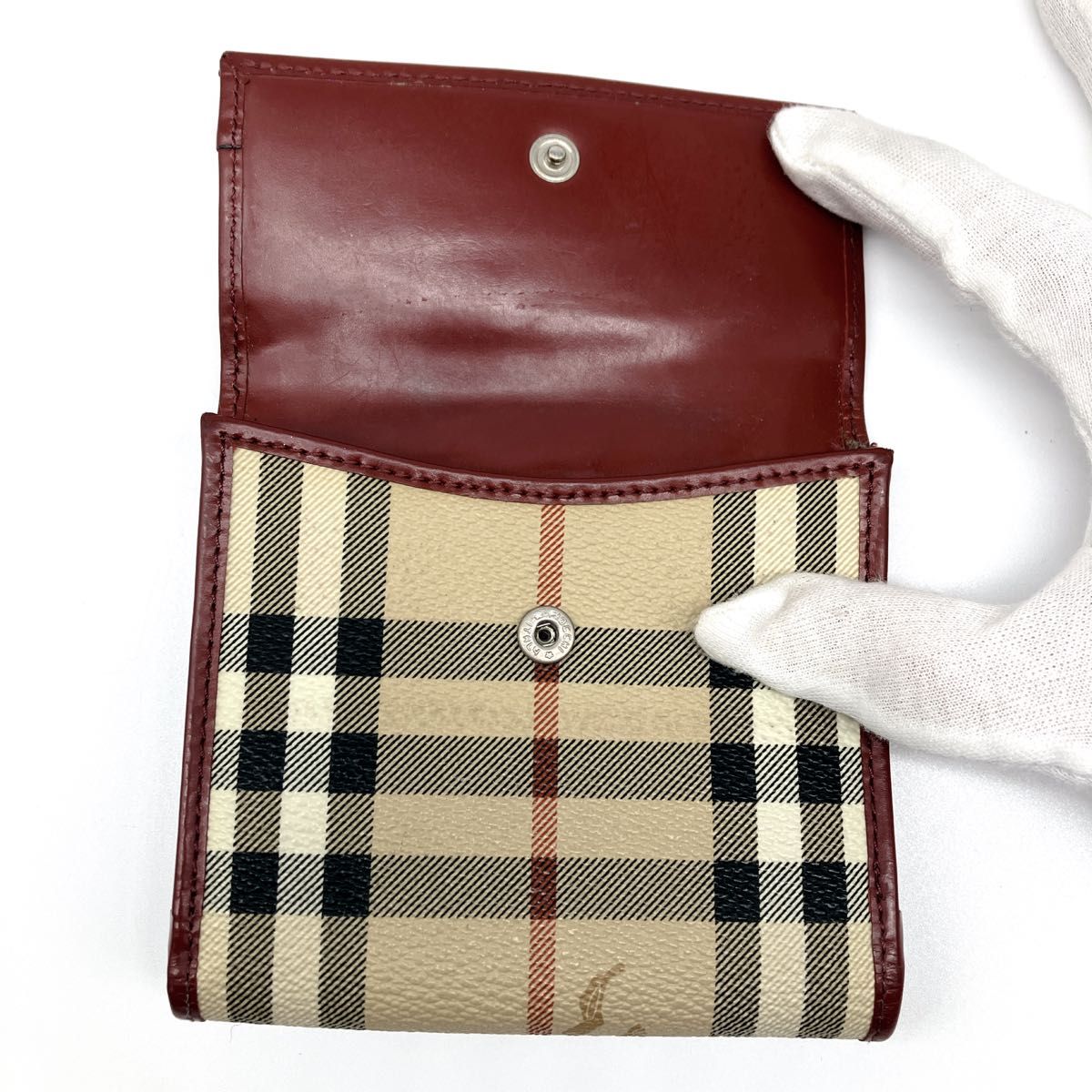 BURBERRY バーバリー ノバチェック PVC×レザー 二つ折り 財布 BURBERRY バーバリー ノバチェック PVC×レザー 二つ折り 財布