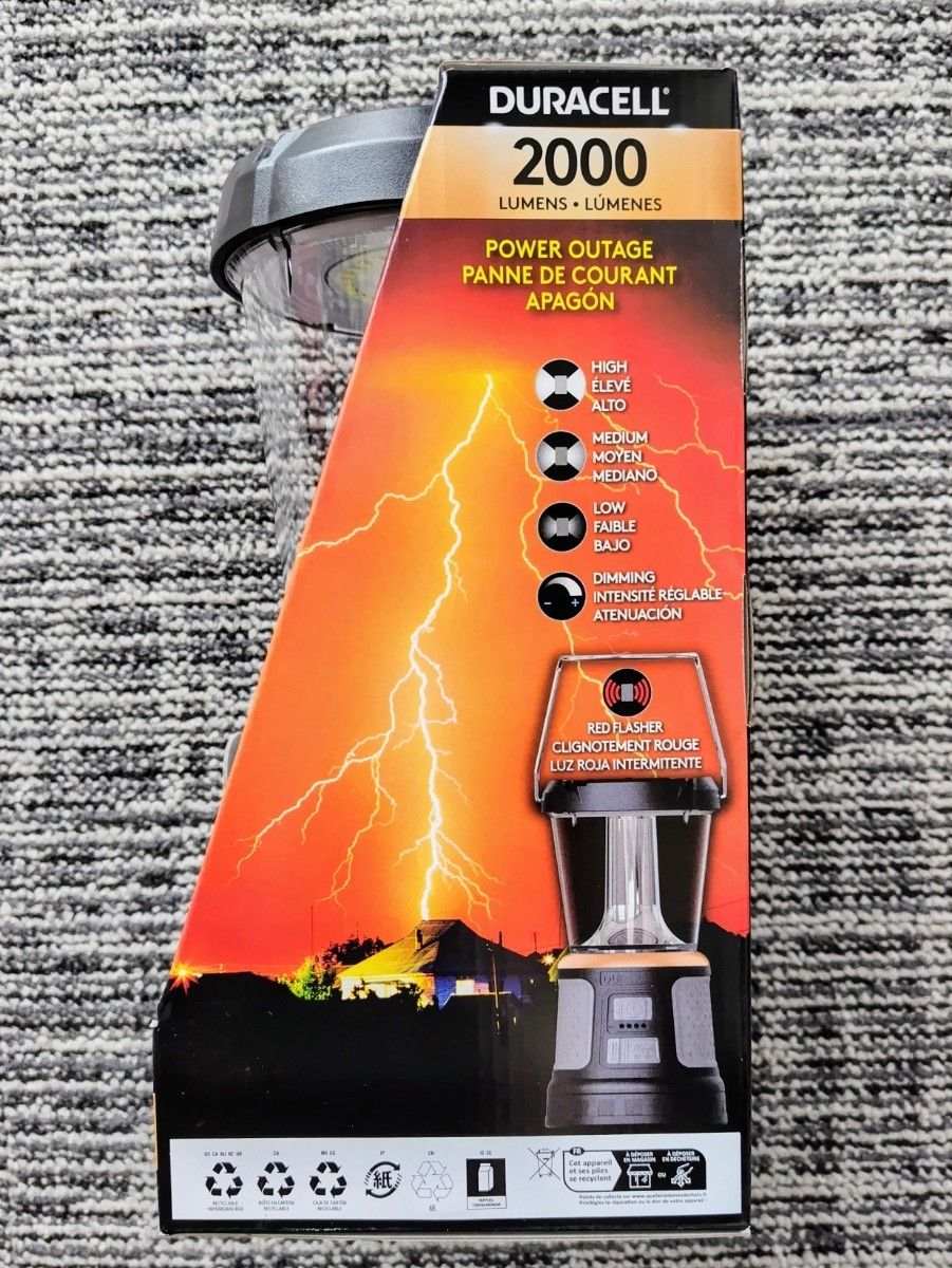 新品未使用】Duracell デュラセル 2000ルーメン LED ランタン 新品未使用】Duracell デュラセル 2000ルーメン LED ランタン