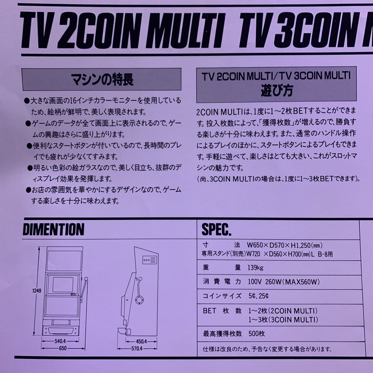 シグマ　sigma TV 2COIN 3COIN MULTI メダルゲーム機　超希少カタログ　即決　送料無料　自宅保管品　！！_画像5