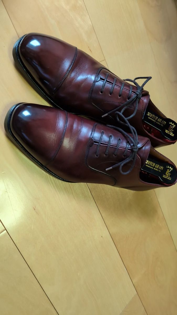 グレンソン ストレートチップ マホガニーカラー ロンドン 色気艶