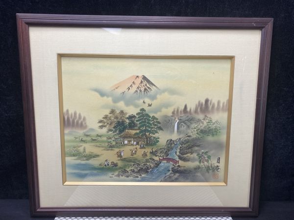 sr☆縁起物 七福神 赤富士 月庵 絵画 縁起物 額装 複製画 模写 sr☆縁起物 七福神 赤富士 月庵 絵画 縁起物 額装 複製画 模写