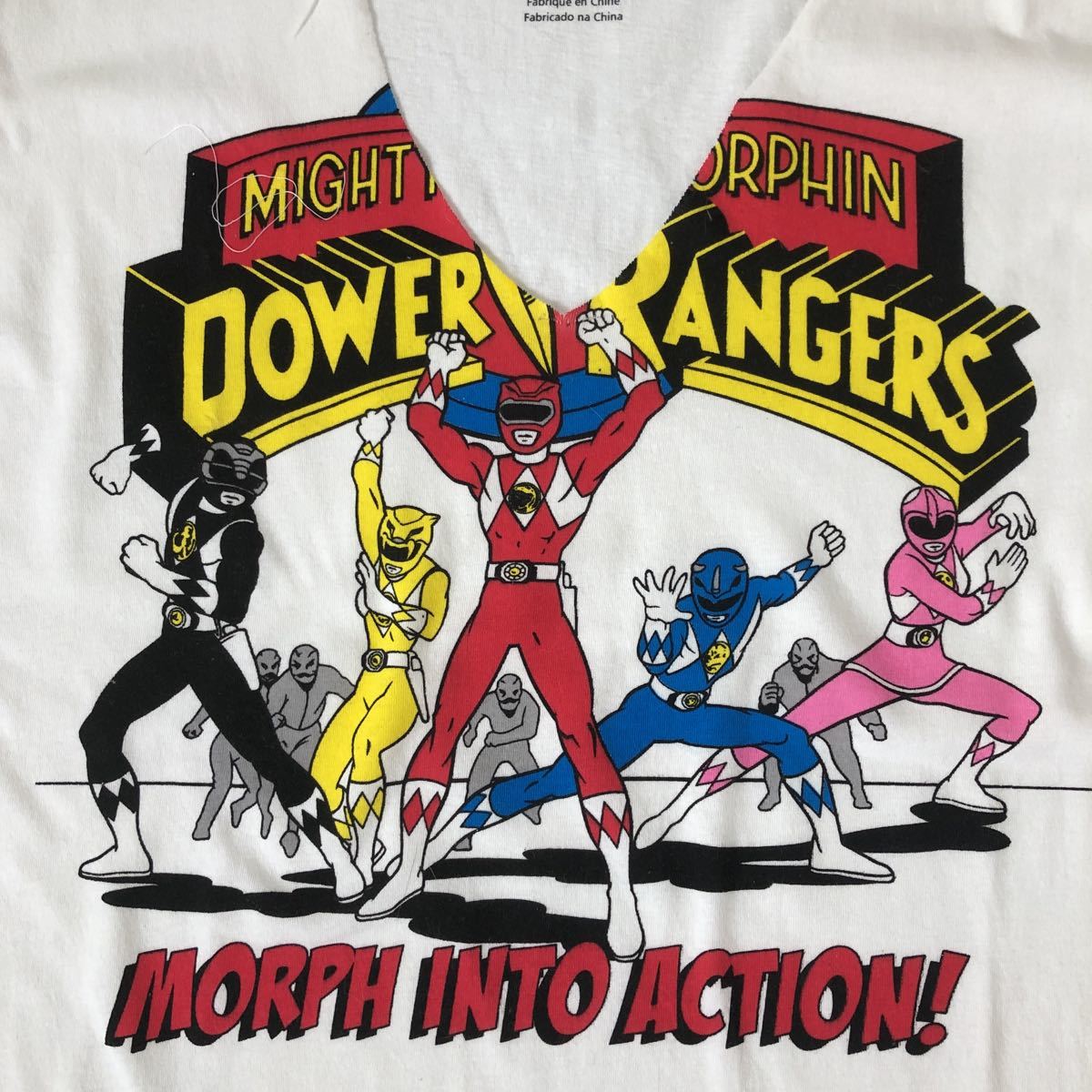 パワーレンジャー ジュウレンジャー men's M未使用 Vネック カット済み フォーエバー21 MEN 未使用 power rangers 半袖Tシャツ_画像2