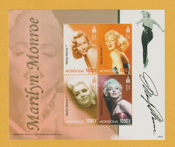 ● 【外国切手・モンゴル】 マリリン・モンロー　切手シート (`07)　未使用_画像1
