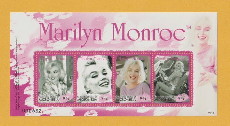 ● 【外国切手・ミクロネシア】 マリリン・モンロー　切手シート (`09)　未使用_画像1