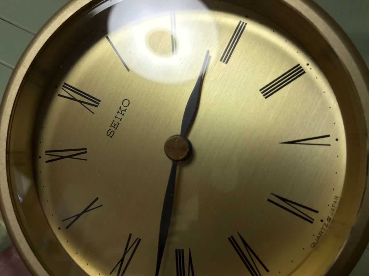 SEIKO セイコークロック ハープ　弦楽器をモチーフにした置き時計　色調金色　ゴールド　レア　国産　日本製　卓上時計_画像9
