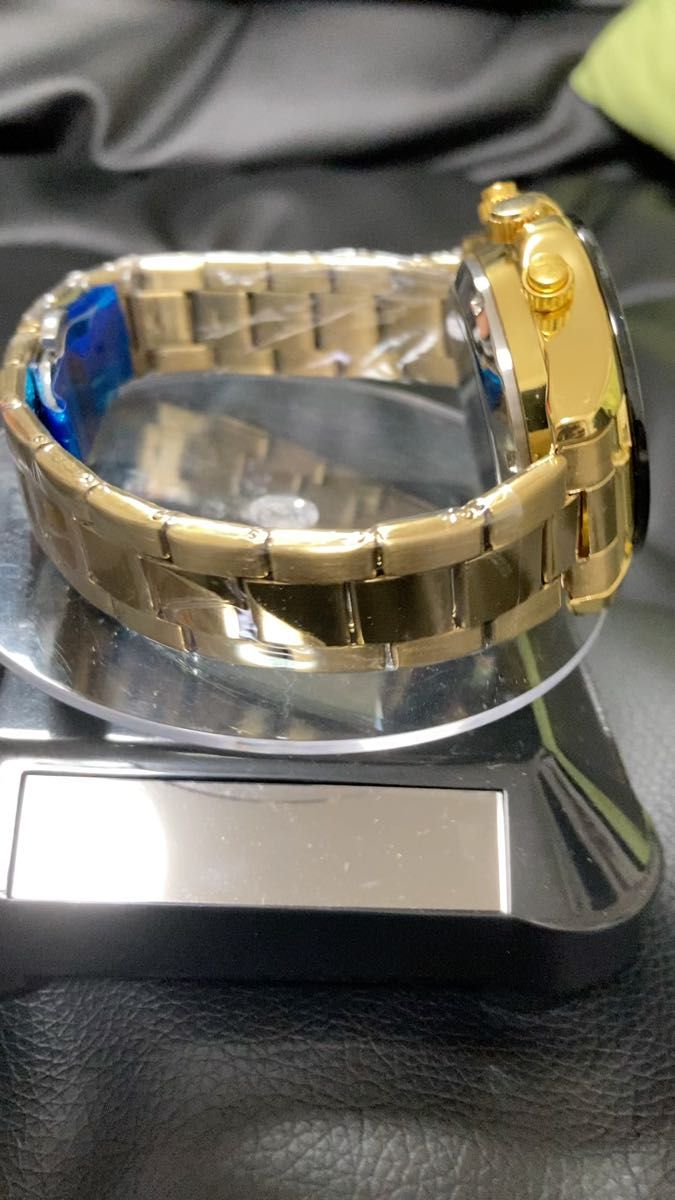 1642w メンズ腕時計 オマージュ ジルコニア クロノグラフ可動 スーツ カレンダー ダイバーズ 防水腕時計 限定品ゴールド