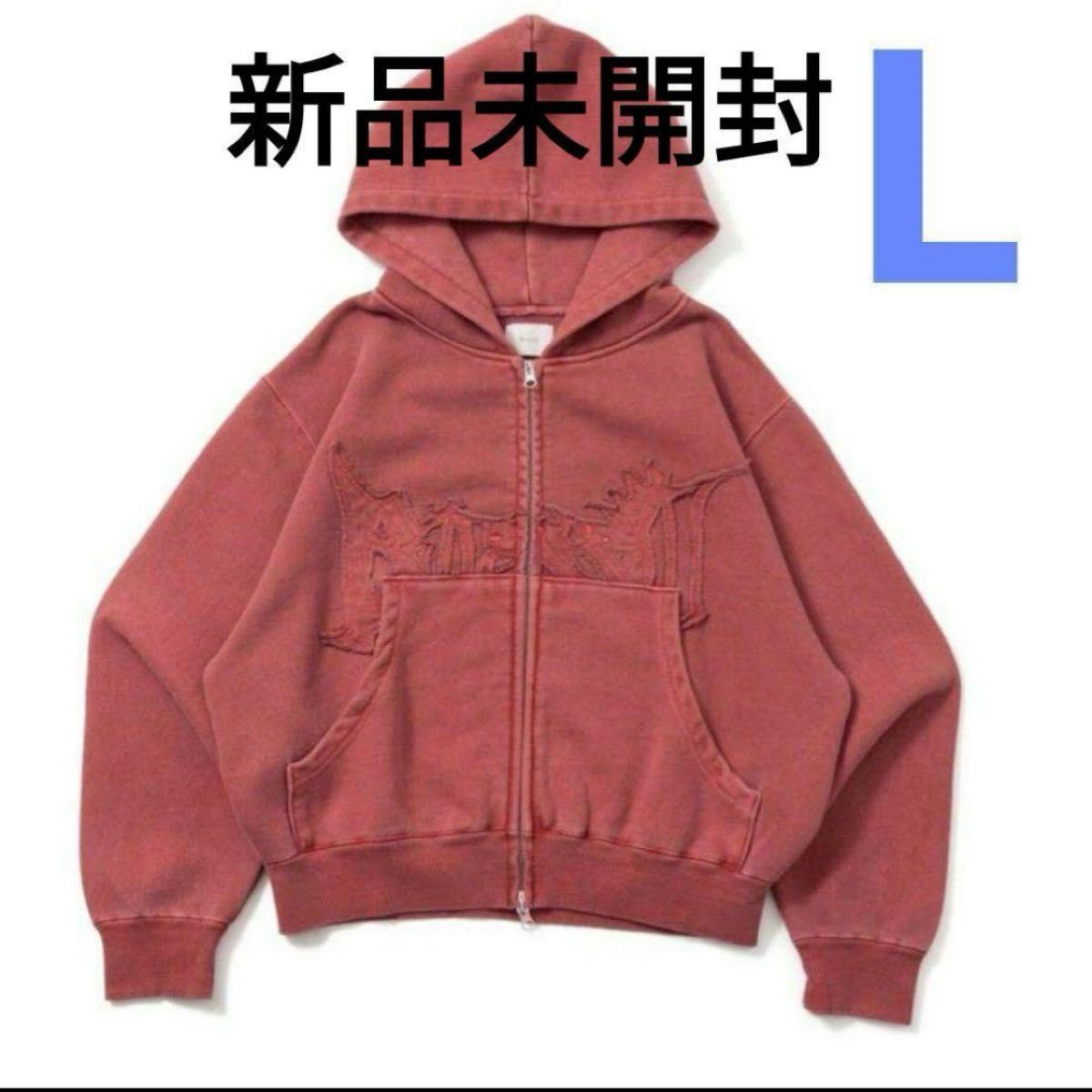 BLESS U pigment zip hoodie レッド L ジップ パーカー BLESS U pigment zip hoodie レッド L ジップ パーカー