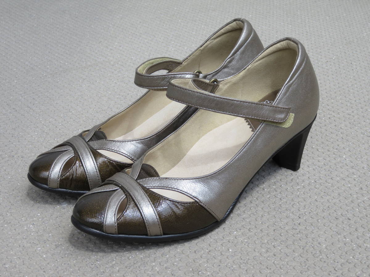 [ Shinjuku takasimaya buy ]1 times use beaufort view four to shoes pumps heel Brown 23cm made in Japan 