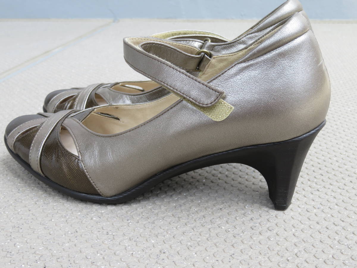 [ Shinjuku takasimaya buy ]1 times use beaufort view four to shoes pumps heel Brown 23cm made in Japan 