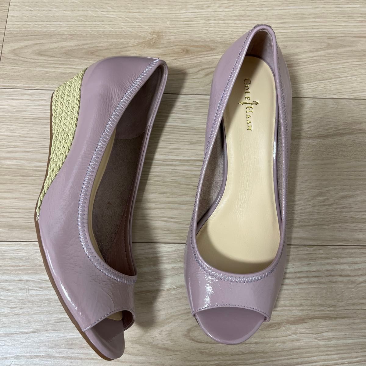 極美品 COLE HAAN ウェッジソール オープントゥ パンプス24 5cm 極美品 COLE HAAN ウェッジソール オープントゥ パンプス24 5cm