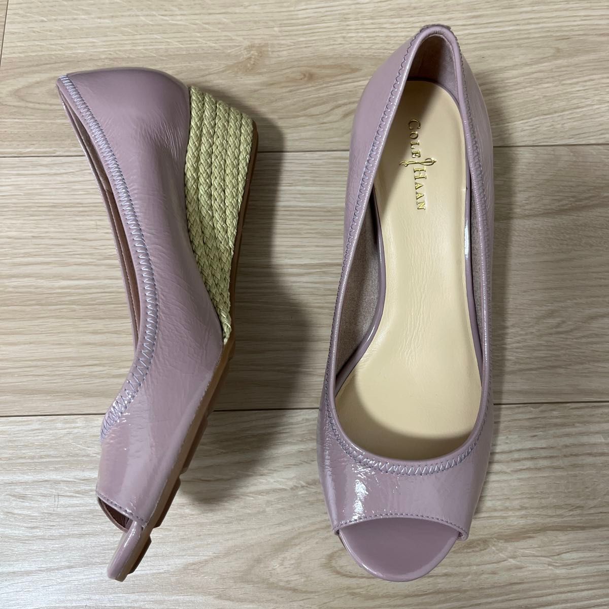 極美品 COLE HAAN ウェッジソール オープントゥ パンプス24 5cm 極美品 COLE HAAN ウェッジソール オープントゥ パンプス24 5cm