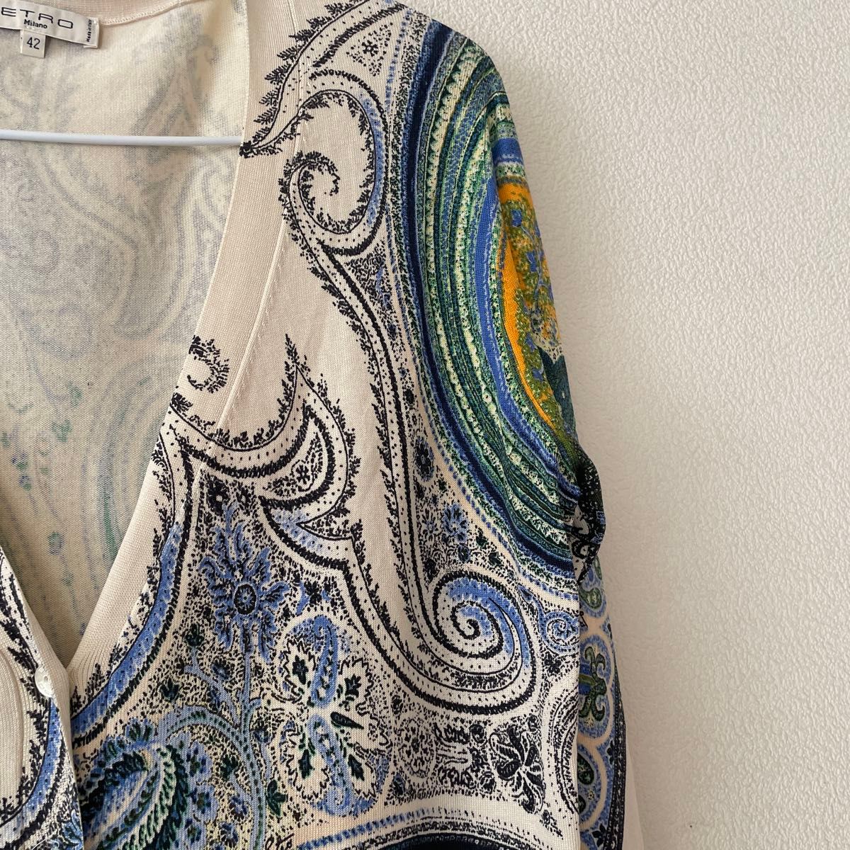 ETRO エトロ 高級シルク85% ロングニット ペイズリー柄 着画あり ETRO エトロ 高級シルク85% ロングニット ペイズリー柄 着画あり