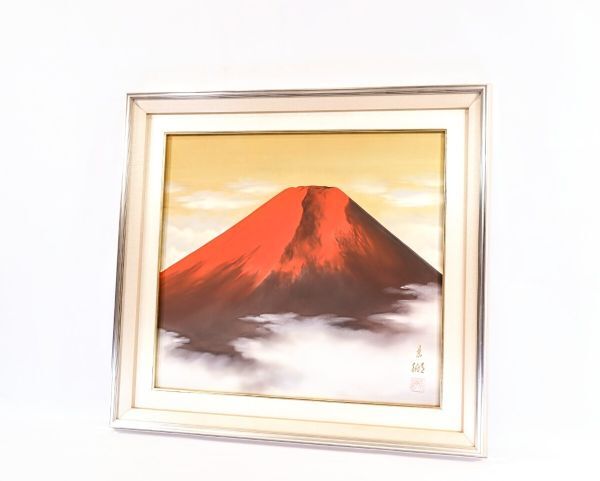 赤富士山 日本画 北野東湖先生作 Yahoo!オークション - 真作 北野東湖 日本画「赤富士」画寸 50cm