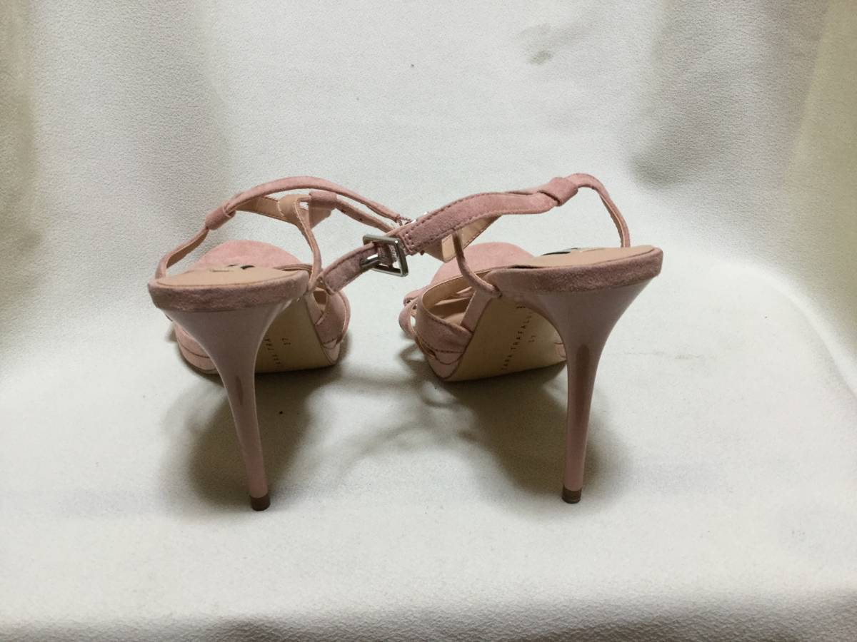 C6818*ZARA*37 size * suede style pink high heel sandals * pin heel 