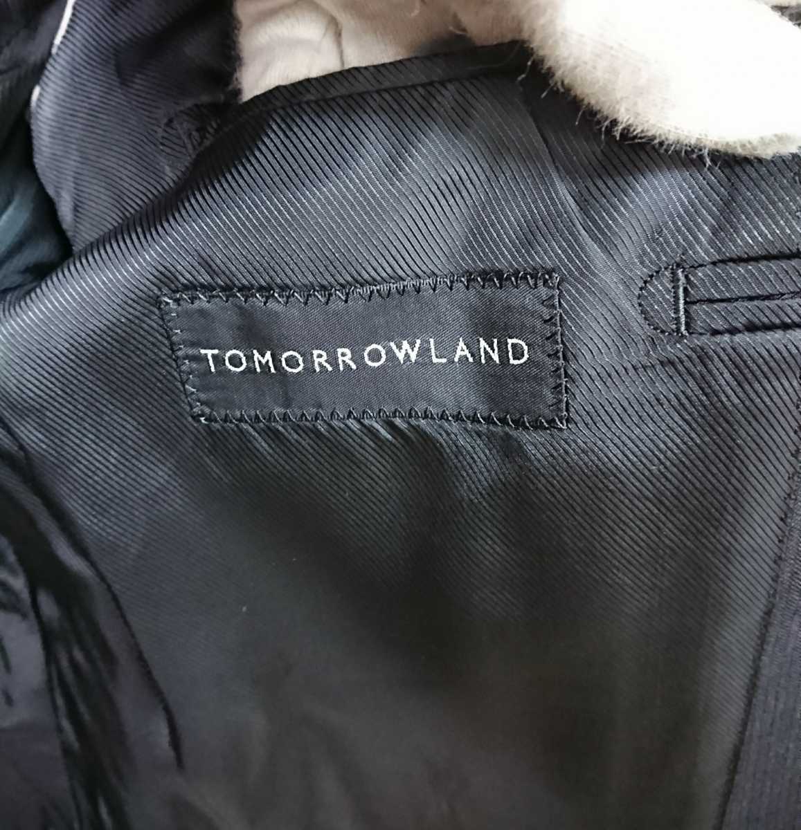 トゥモローランド × ロロピアーナ テーラードジャケット ストライプ ブラック メンズ42 ウール シルク スーツ_画像8