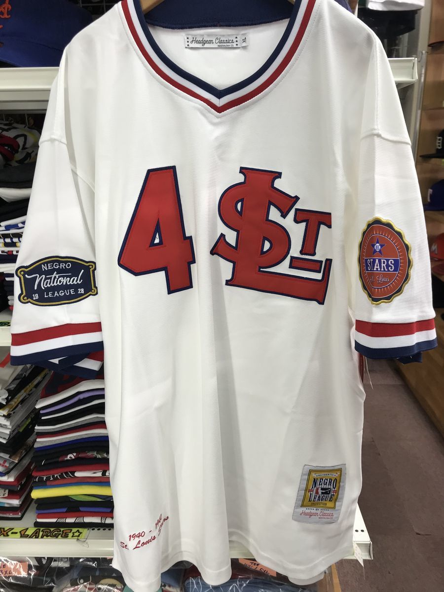 XL 二グロリーグ 『セントルイス スターズ』 公式 ユニフォーム 安い Vネック 正規品 4 野球 ベースボールシャツ 白 赤 紺 MLB_画像1