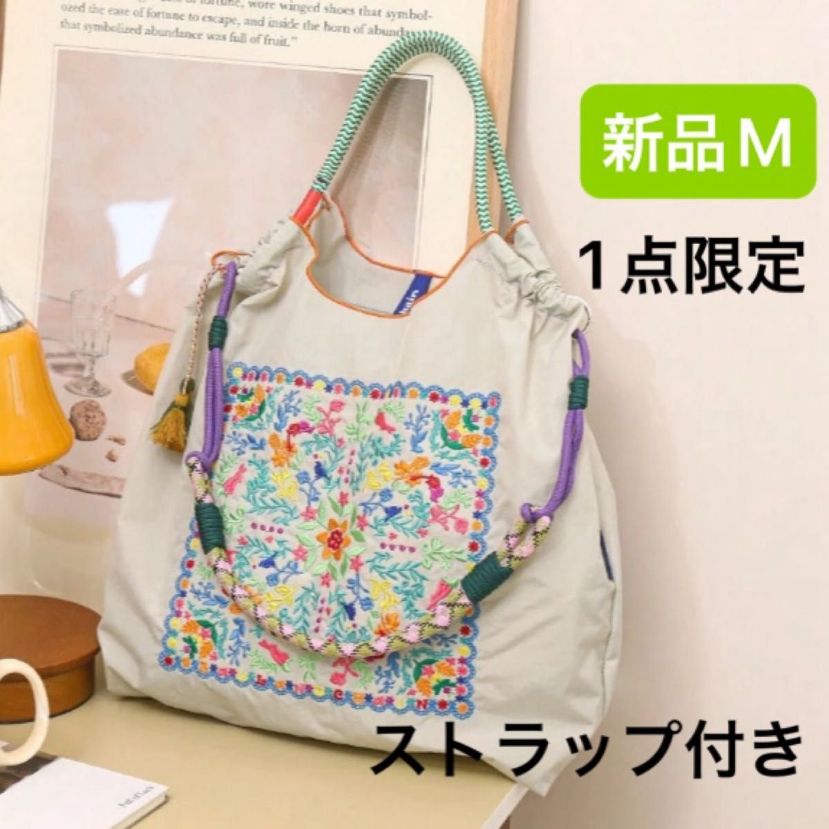新品 レディース ボールアンドチェーン エコバッグ M 刺繍 新品 レディース ボールアンドチェーン エコバッグ M 刺繍