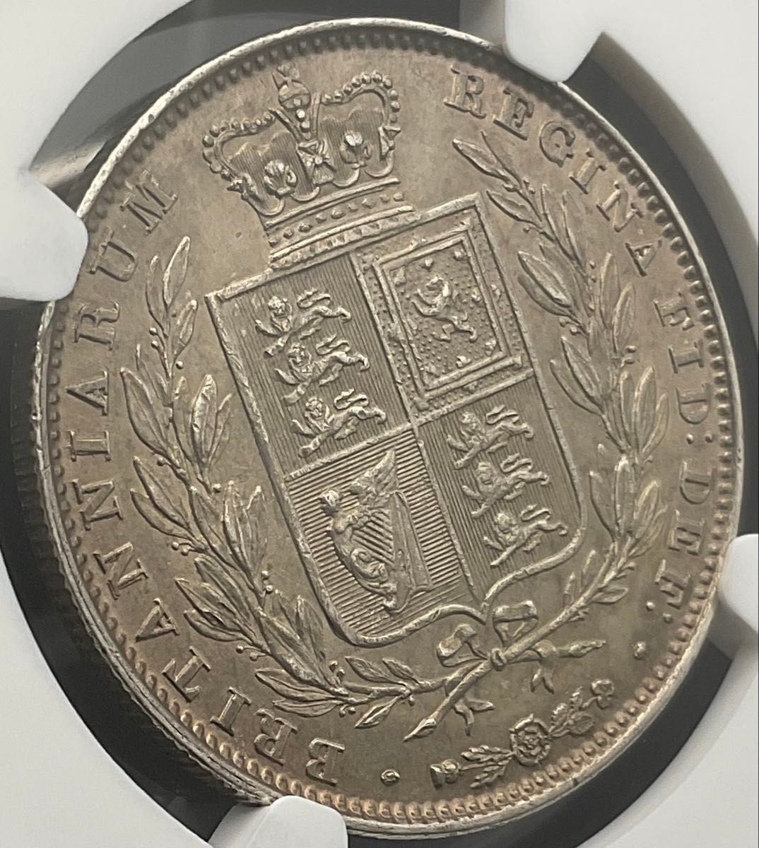 最高鑑定】唯一品 1846年 8/6 イギリス ハーフクラウン 銀貨 最高鑑定】唯一品 1846年 8/6 イギリス ハーフクラウン 銀貨