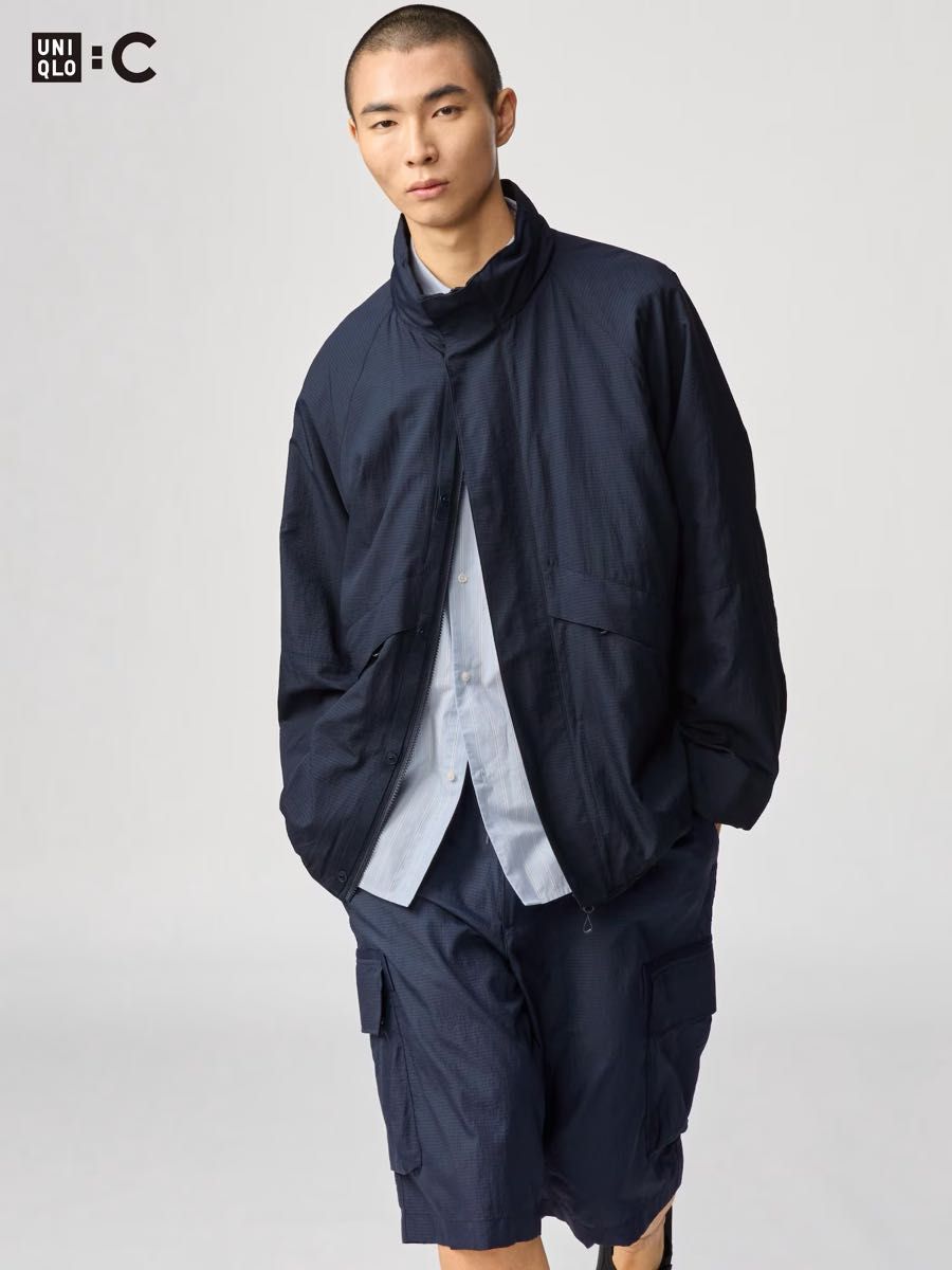 送料無料 新品 UNIQLO C ライトウェイトスタンドブルゾン XL ネイビー 新品未使用】UNIQLO C ライトウェイトスタンドブルゾン ネイビー