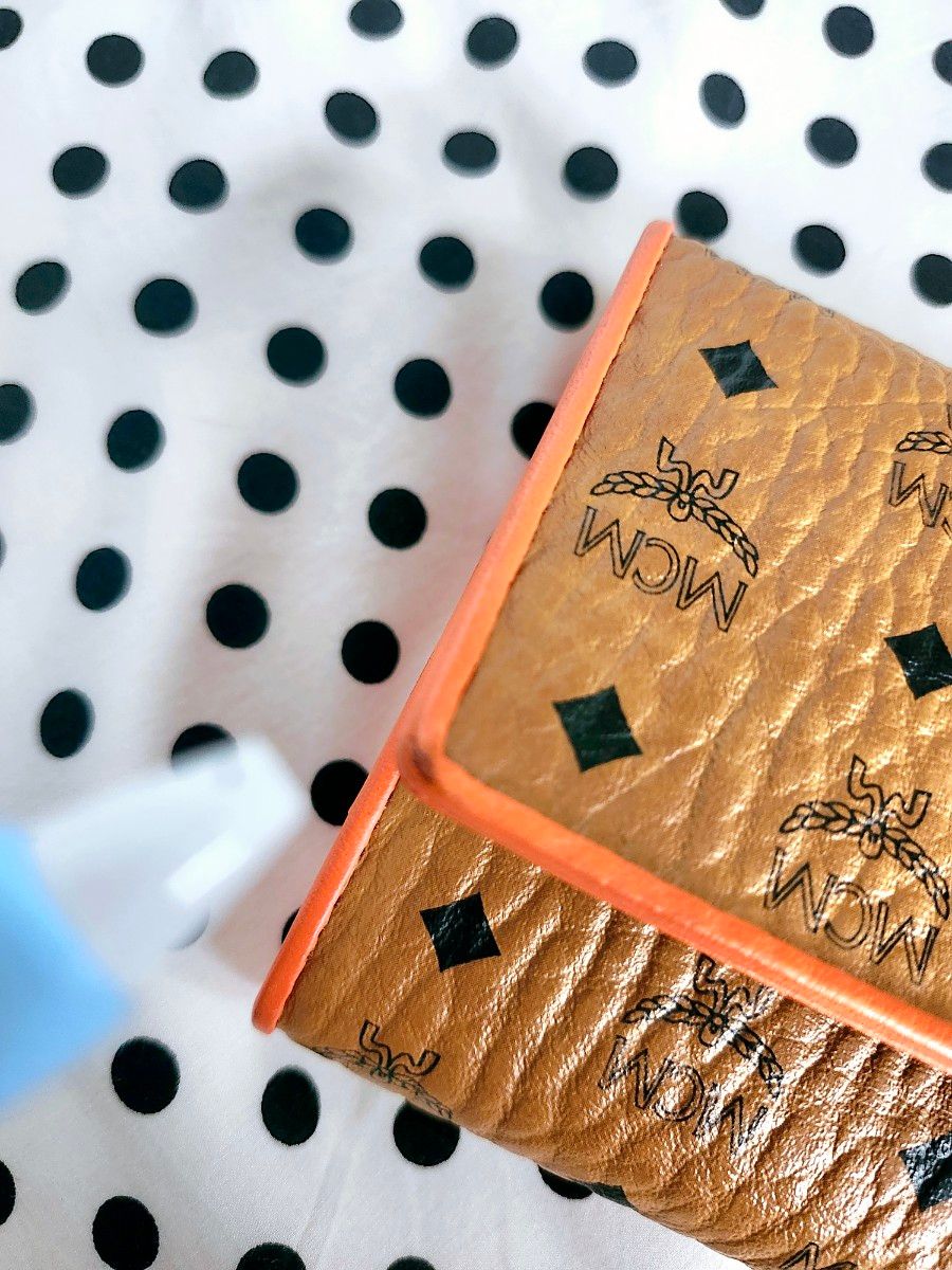 MCM リボンレザー財布 MCM 長財布 財布 レザー モノグラム オレンジ リボン 美品