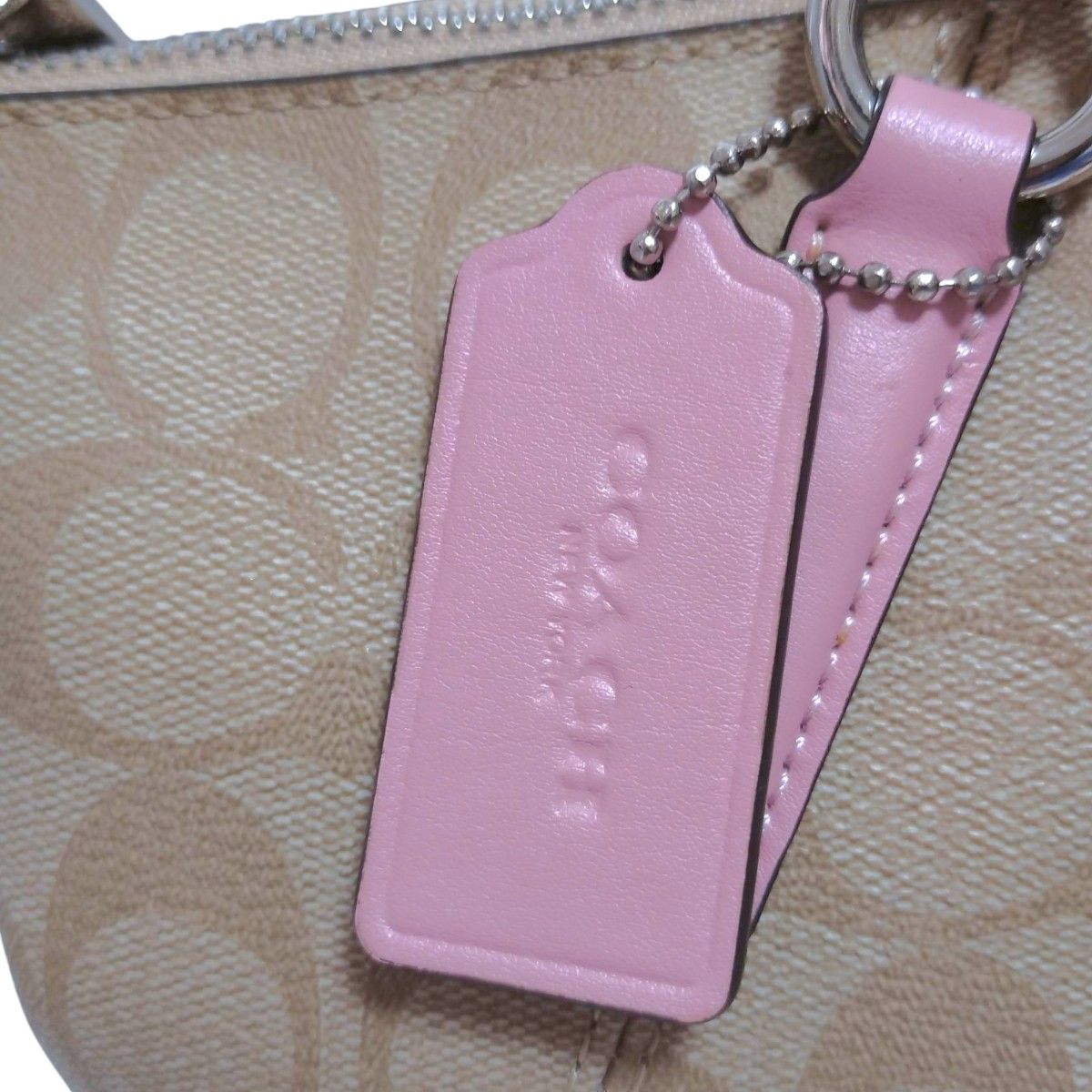 美品 COACH コーチ シグネチャー PVC レザー ピンク 2way 美品 COACH コーチ シグネチャー PVC レザー ピンク 2way