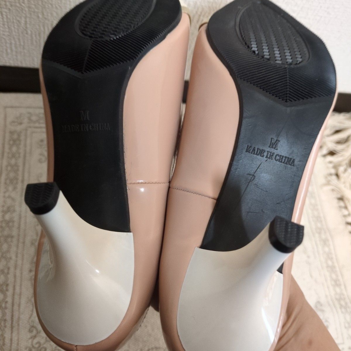 ピンクベージュ ホワイト トゥキャップ ハイヒール 23 5cm M ピンクベージュ ホワイト トゥキャップ ハイヒール 23 5cm M