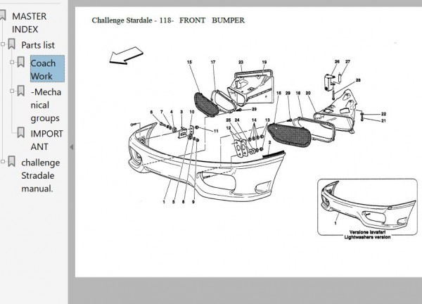 Challenge Stradale parts list owner's manual attaching Challenge Stradale ( 360 spider modena modena Spider tea rest 