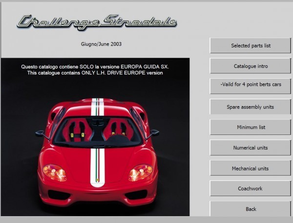 Challenge Stradale parts list owner's manual attaching Challenge Stradale ( 360 spider modena modena Spider tea rest 