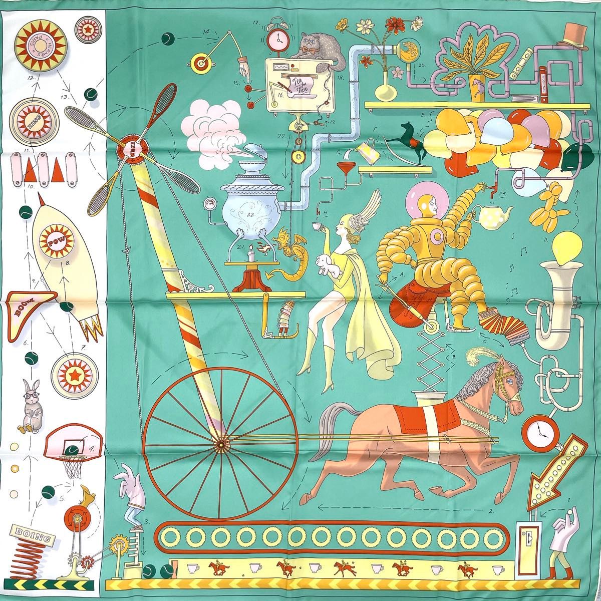 HERMES エルメス カレ90 TEA FOR TWO スカーフ シルク ストール HERMES エルメス カレ90 TEA FOR TWO スカーフ シルク ストール
