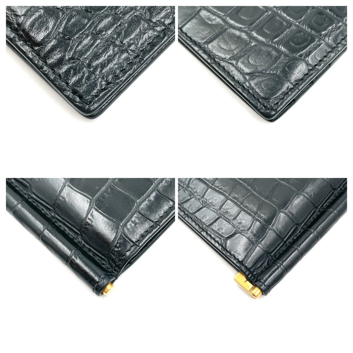 YVES SAINT LAURENT イヴ・サンローラン クロコ 型押し 二つ折り YVES SAINT LAURENT イヴ・サンローラン クロコ 型押し 二つ折り