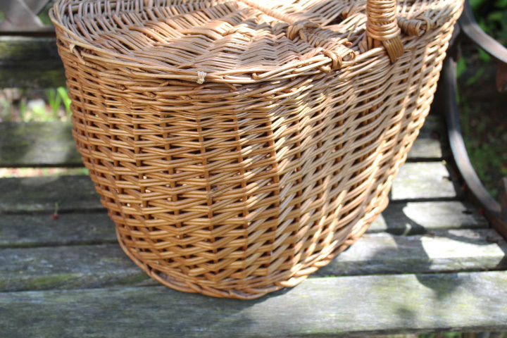 【ピクニック 蓋付 かご】籐 ラタン 買い物籠 編み ビンテージ_画像5