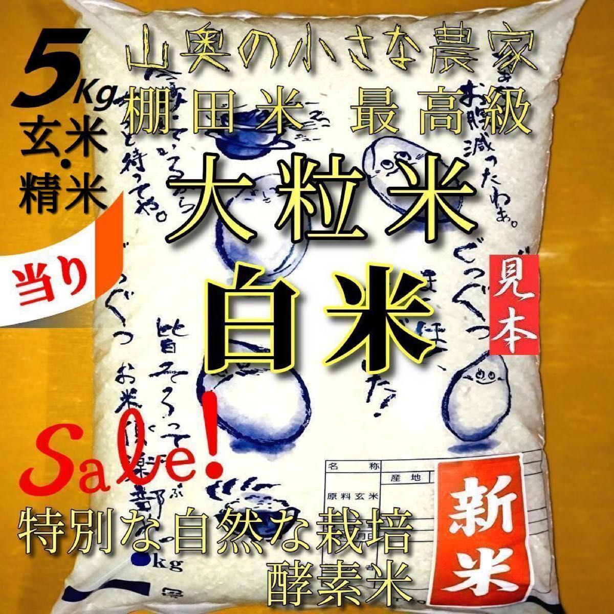棚田米 ハイブリッド大粒米ダイヤ 酵素米 玄米5Kg「標準白米に 棚田米 ハイブリッド大粒米ダイヤ 酵素米 玄米5Kg「標準白米に