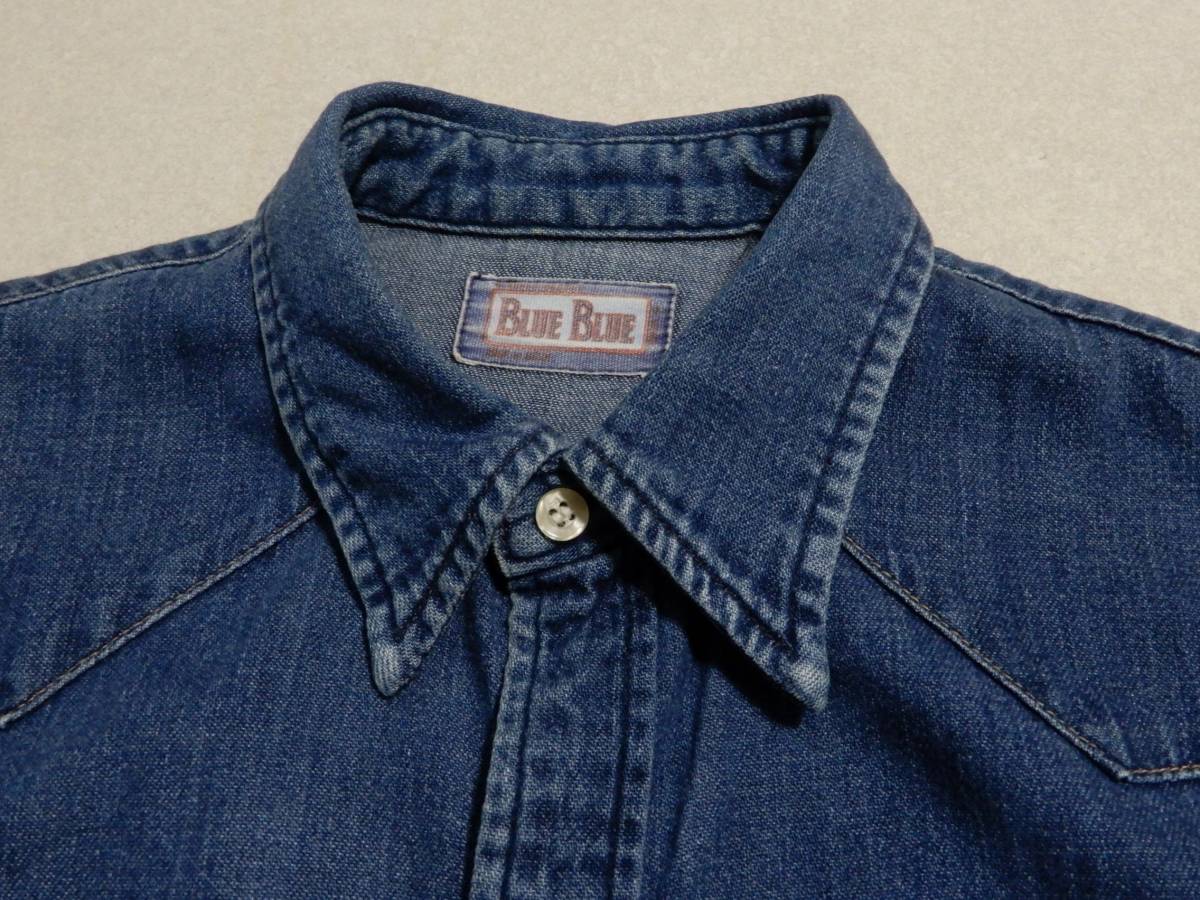 「送料無料」ブルーブルー：BLUE BLUE:聖林公司：日本製♪コットン100％：デニムシャツ:長袖シャツ：サイズ２:袖難あり_画像3