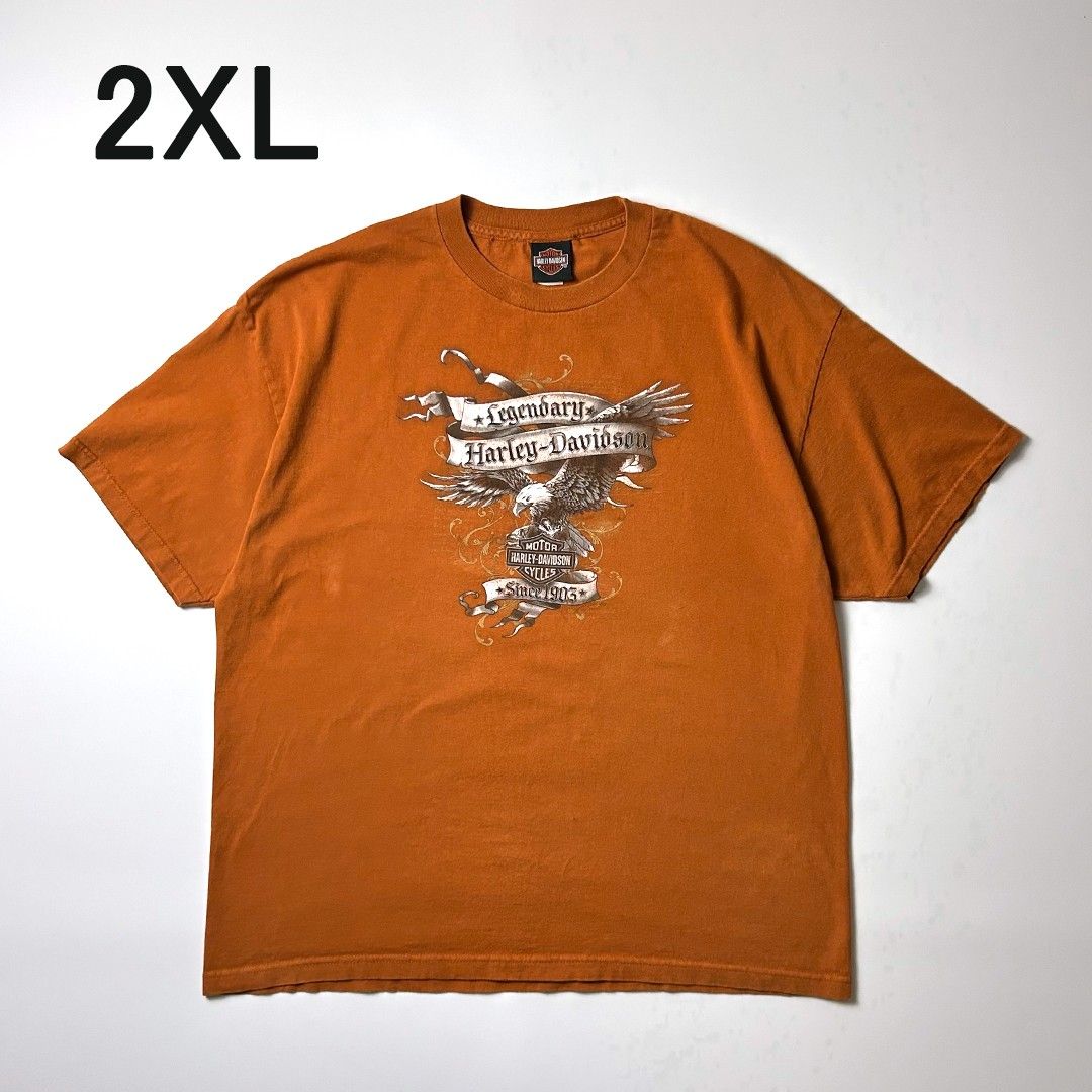 ハーレーダビッドソン Tシャツ 2XL ブラウン バックプリント ハーレーダビッドソン Tシャツ 2XL ブラウン バックプリント