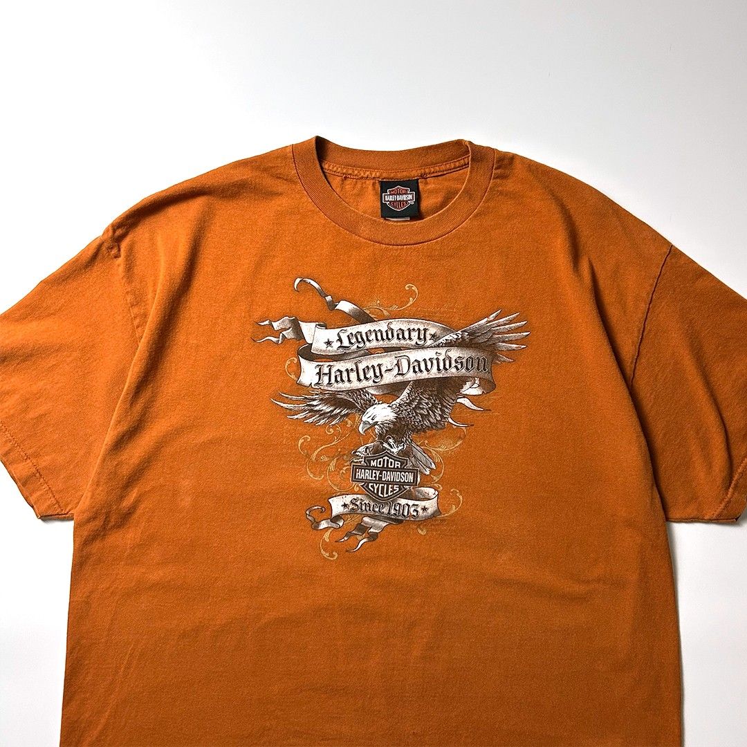 ハーレーダビッドソン Tシャツ 2XL ブラウン バックプリント ハーレーダビッドソン Tシャツ 2XL ブラウン バックプリント